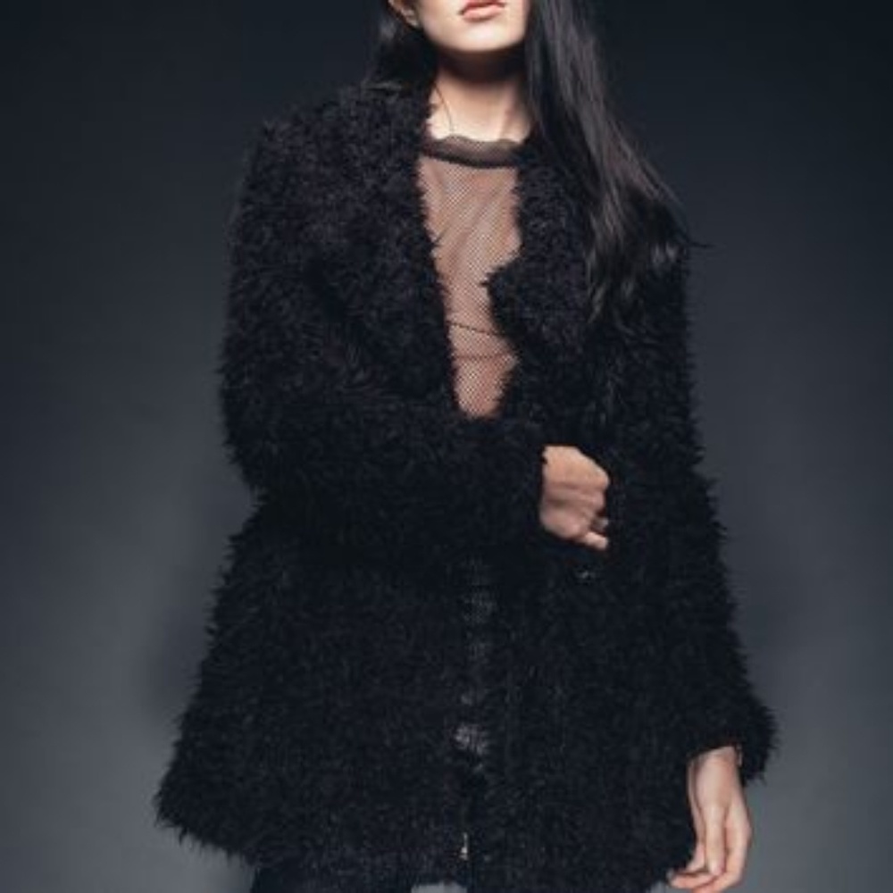 Faux fur Shag open front Jacket - Picture 1 of 8